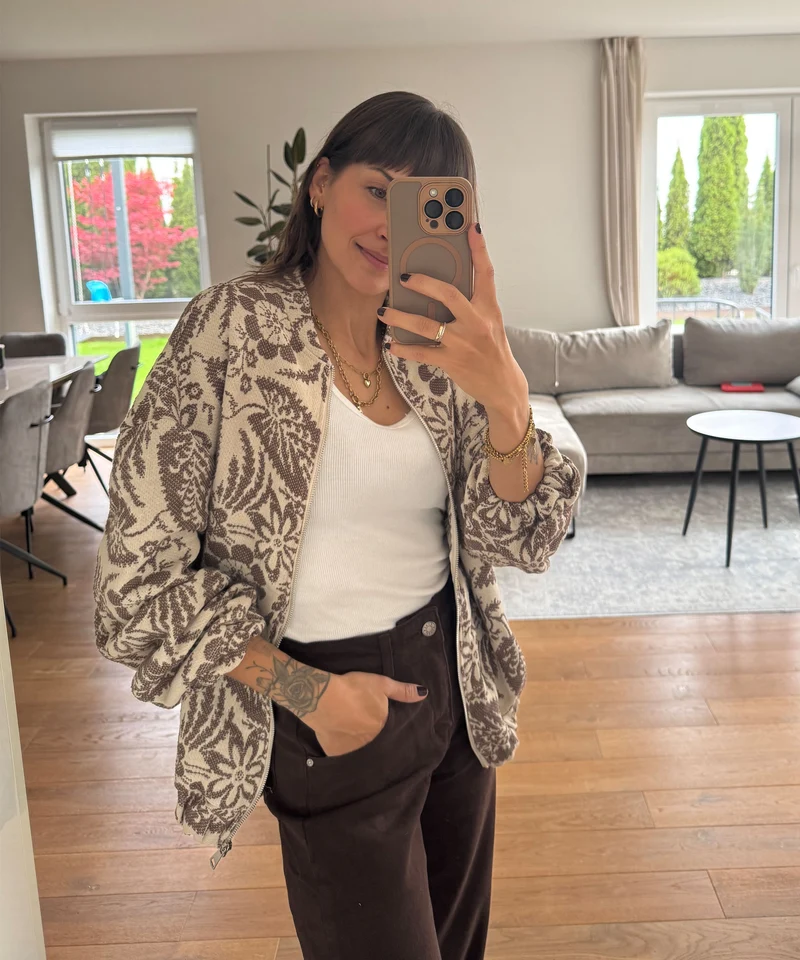 Jacke Flower Braun