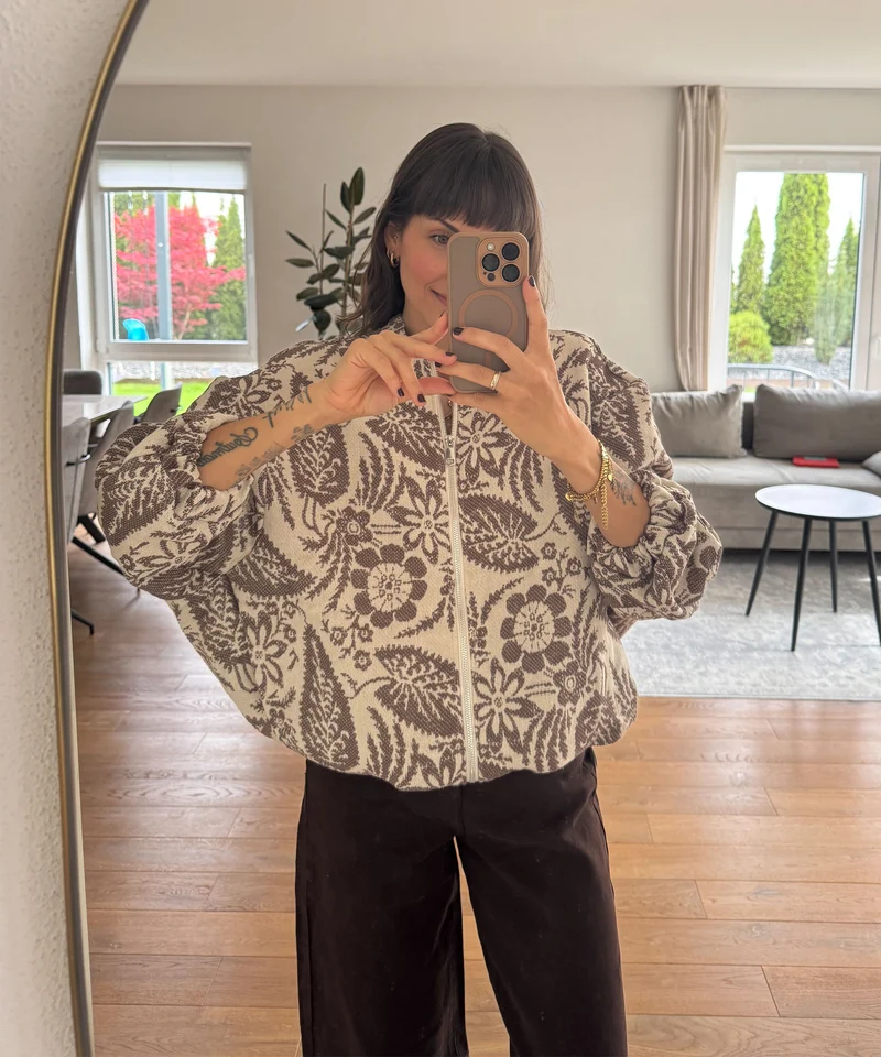 Jacke Flower Braun