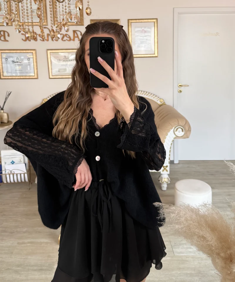 Kurzarm Cardigan Liz Schwarz