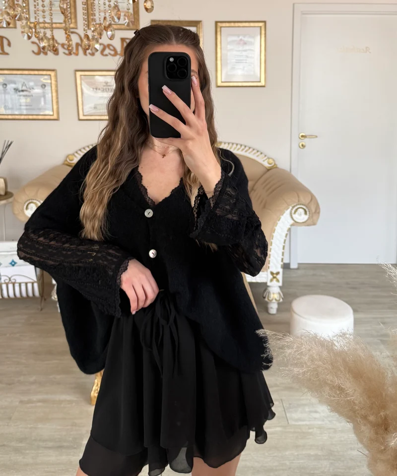 Kurzarm Cardigan Liz Schwarz