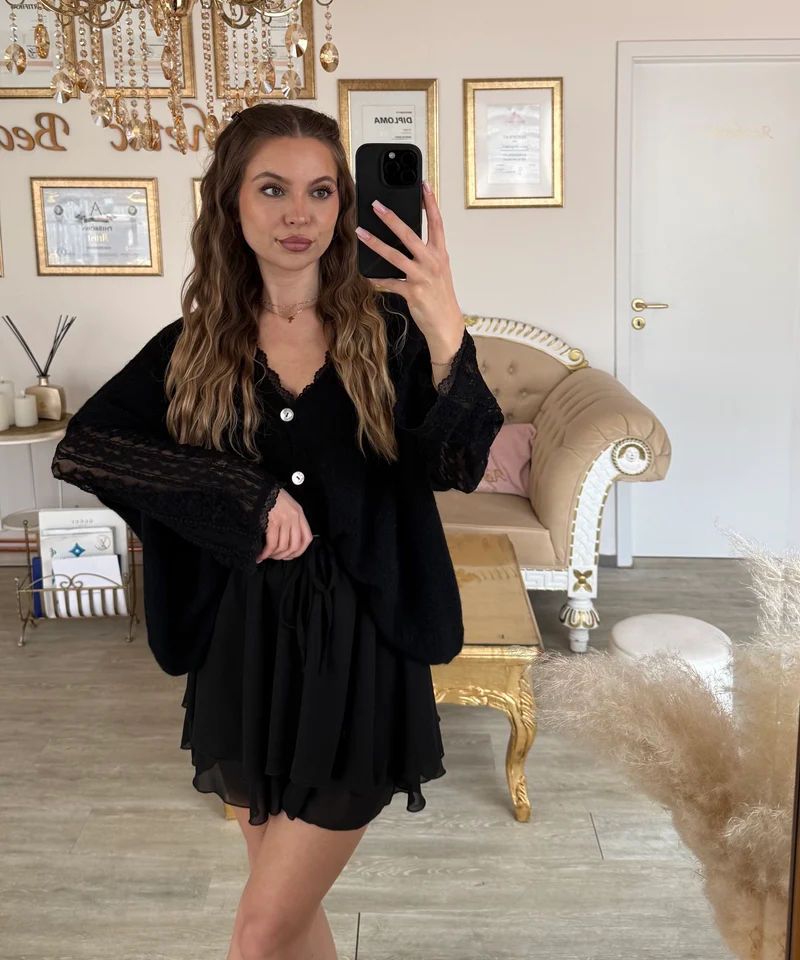Kurzarm Cardigan Liz Schwarz