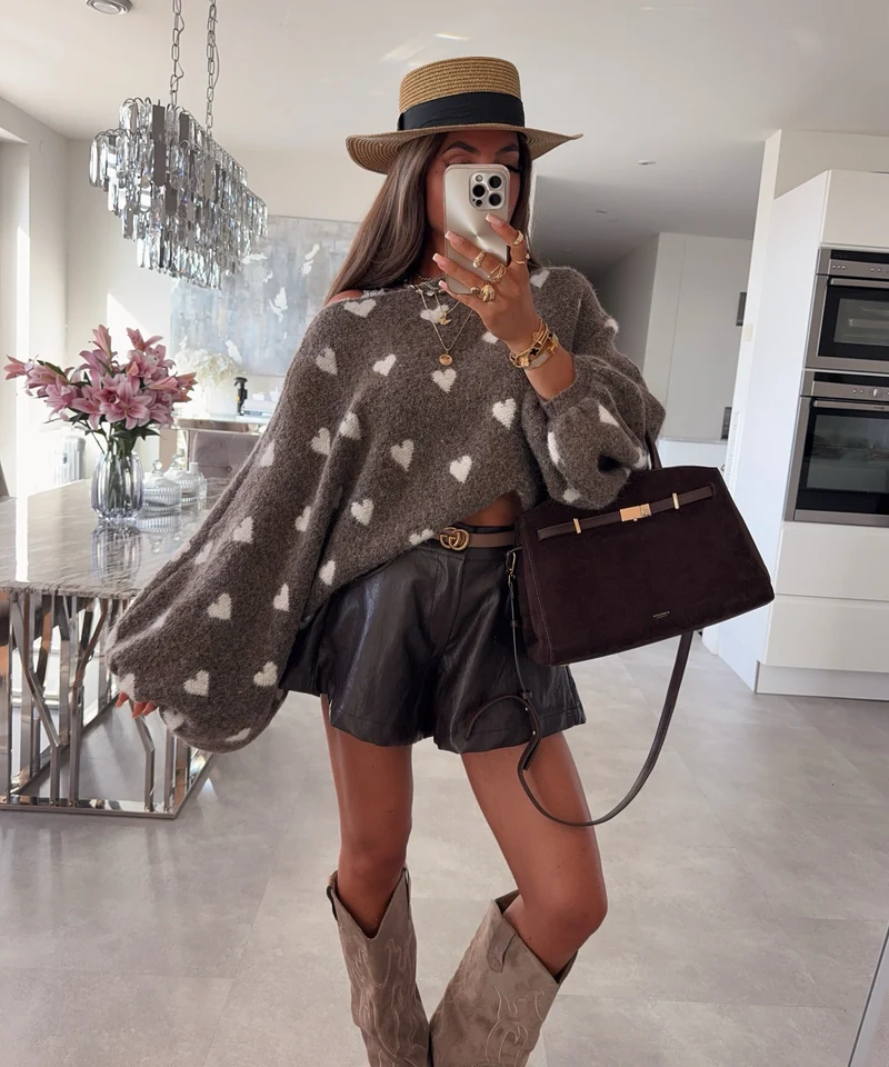 Leder Shorts Hiva Braun