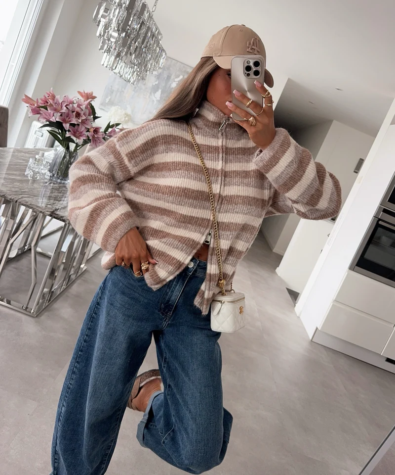 Zip Strickjacke Vianne Taupe