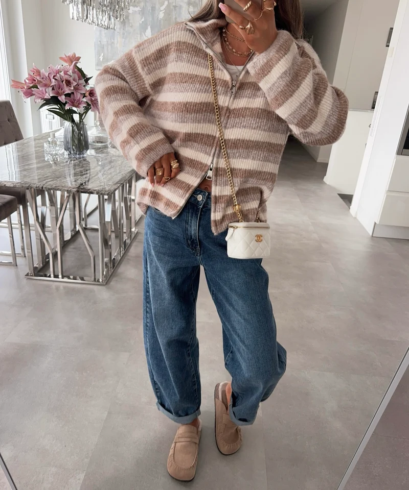Zip Strickjacke Vianne Taupe