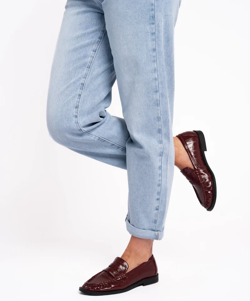 Stretch Mom Jeans Leava Blau