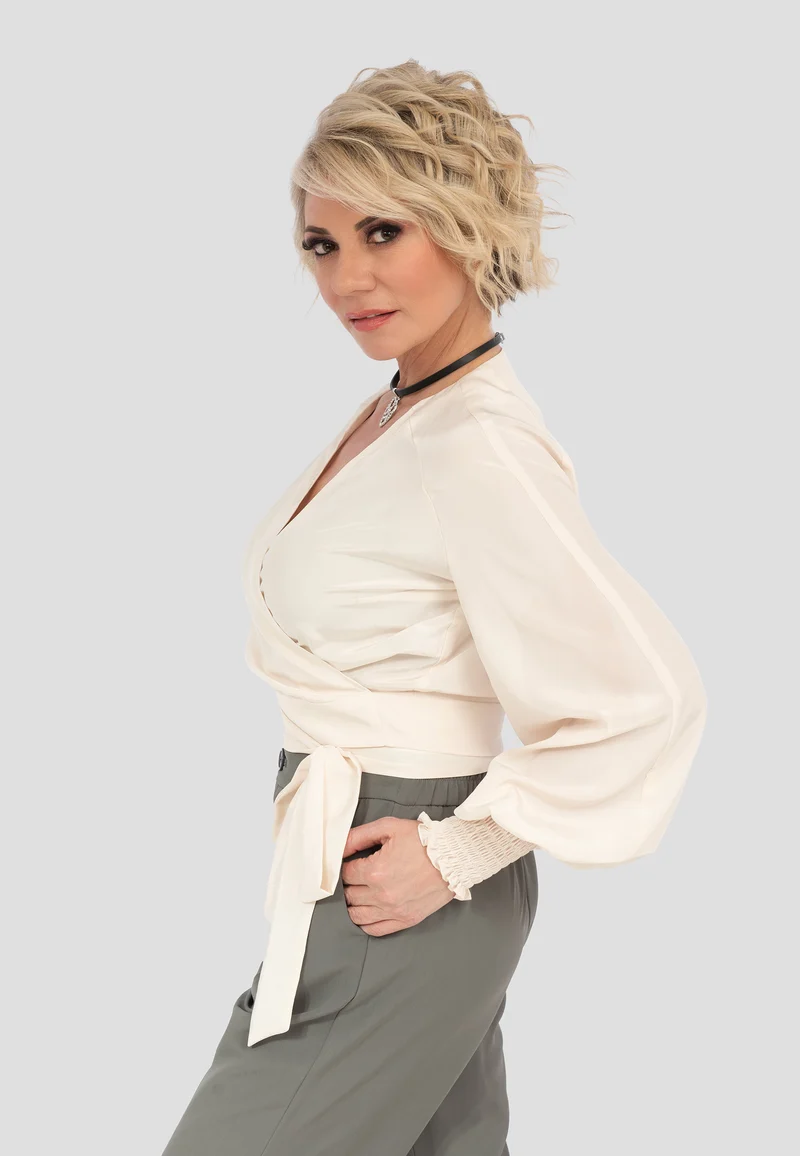 Seiden-Wickelbluse "Champagner"