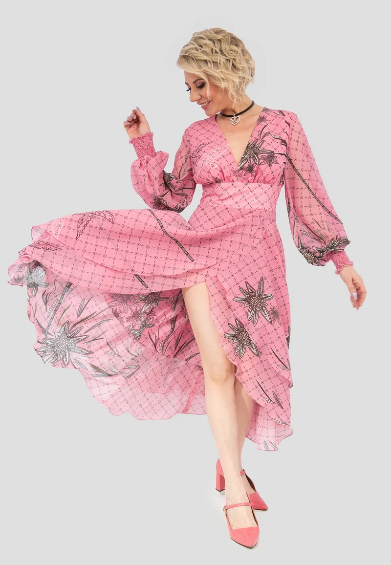 MAXI Kleid "Edelweiss Paradise" - Elegantes Freizeitkleid mit V-Ausschnitt