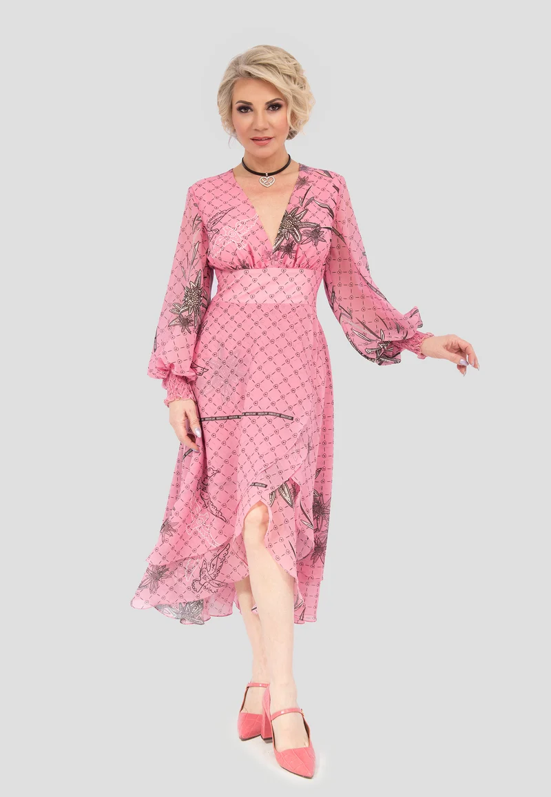 MAXI Kleid "Edelweiss Paradise" - Elegantes Freizeitkleid mit V-Ausschnitt