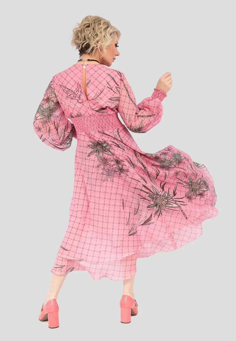 MAXI Kleid "Edelweiss Paradise" - Elegantes Freizeitkleid mit V-Ausschnitt