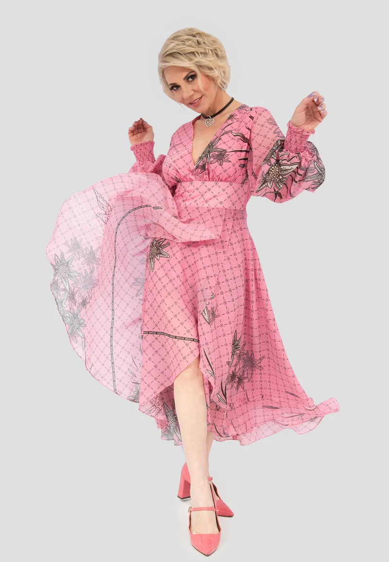 MAXI Kleid "Edelweiss Paradise" - Elegantes Freizeitkleid mit V-Ausschnitt