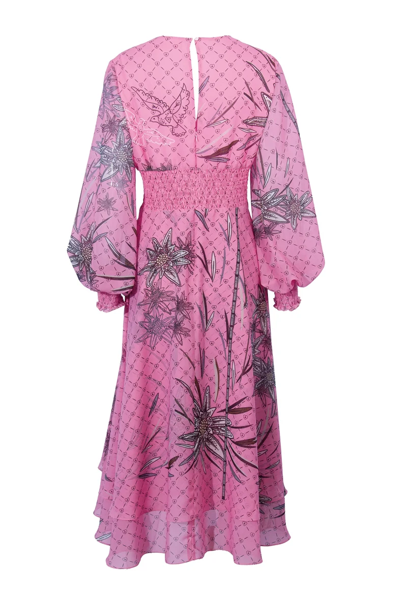 MAXI Kleid "Edelweiss Paradise" - Elegantes Freizeitkleid mit V-Ausschnitt