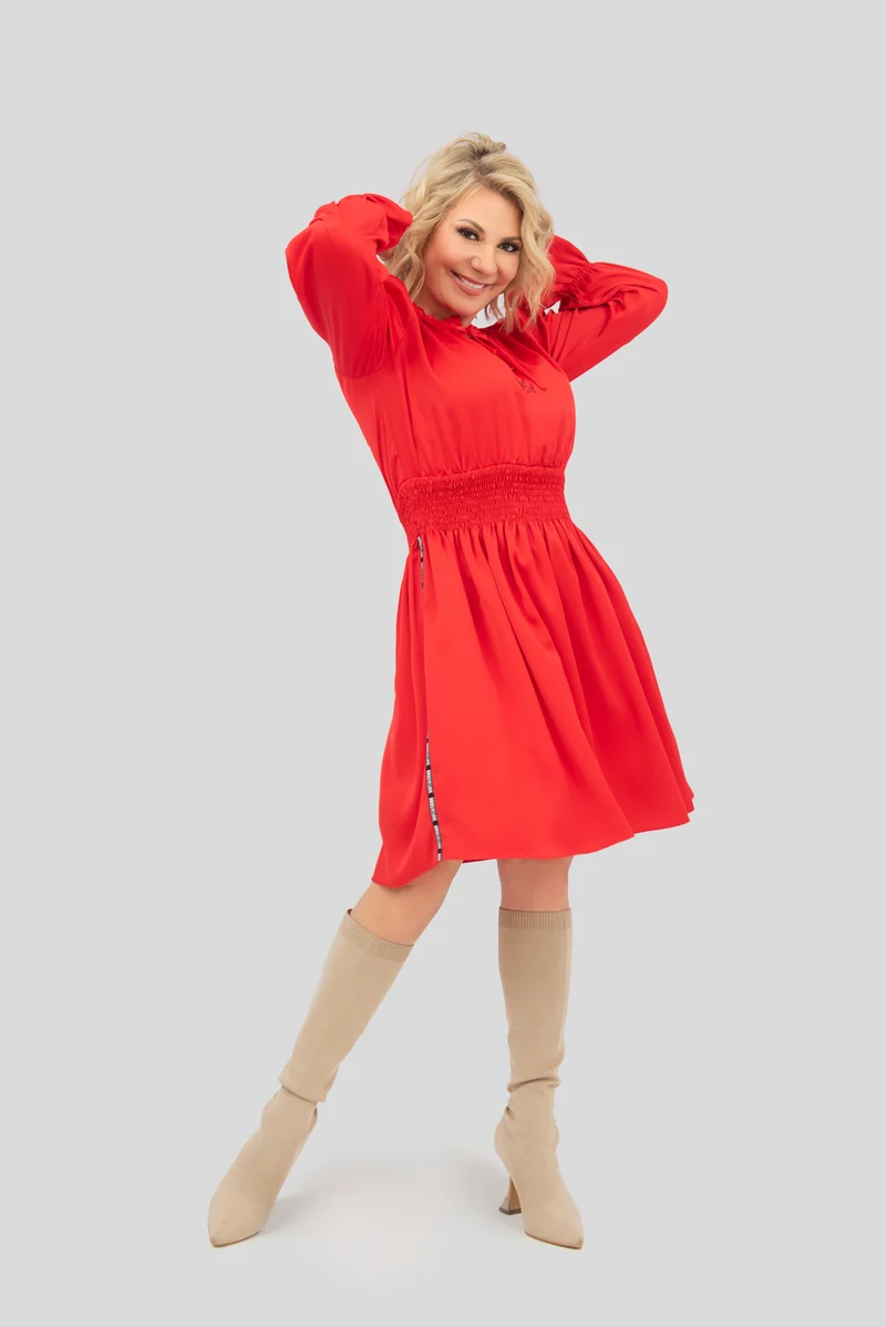 Elegantes Damen-Kleid in Rot mit Taillengürtung | Verspielt & Feminin | Birds of Love