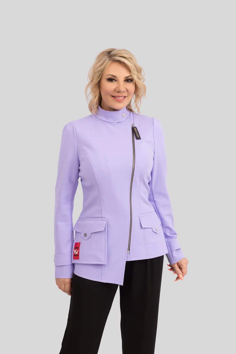 Übergangsjacke A-Linien asymmetrisch - lila