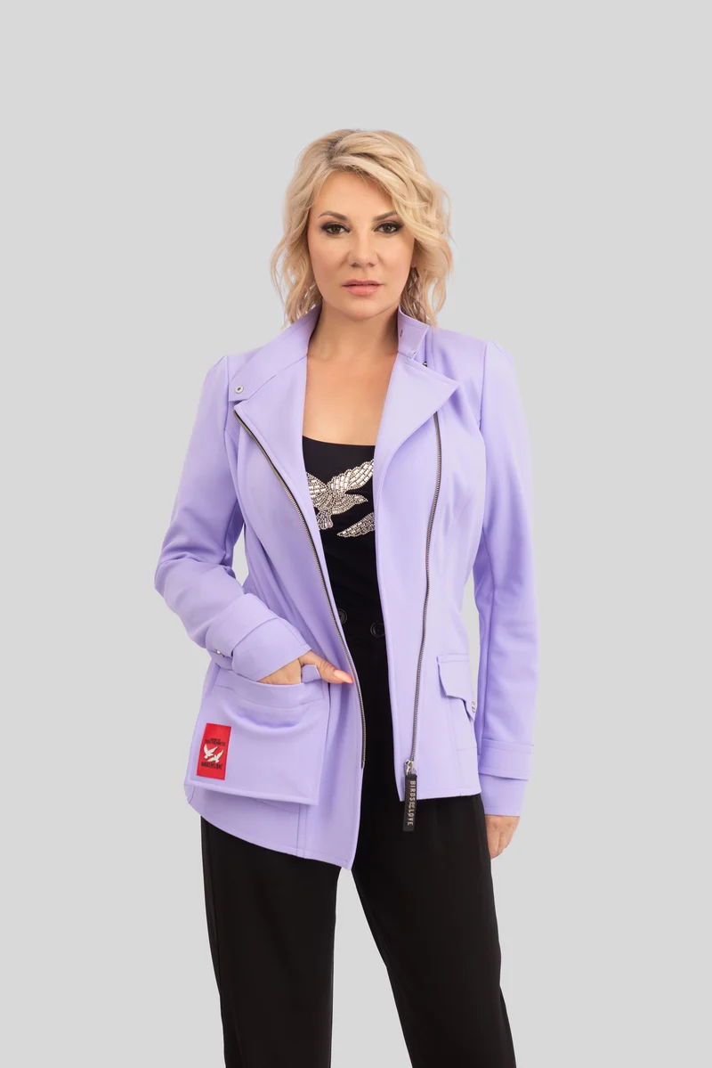 Übergangsjacke A-Linien asymmetrisch - lila
