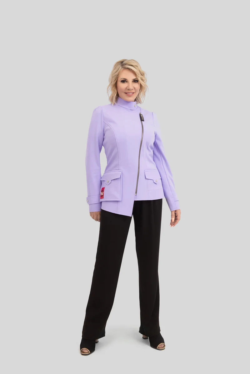 Übergangsjacke A-Linien asymmetrisch - lila
