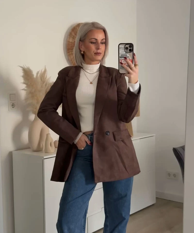 Wildlederoptik Blazer June Braun