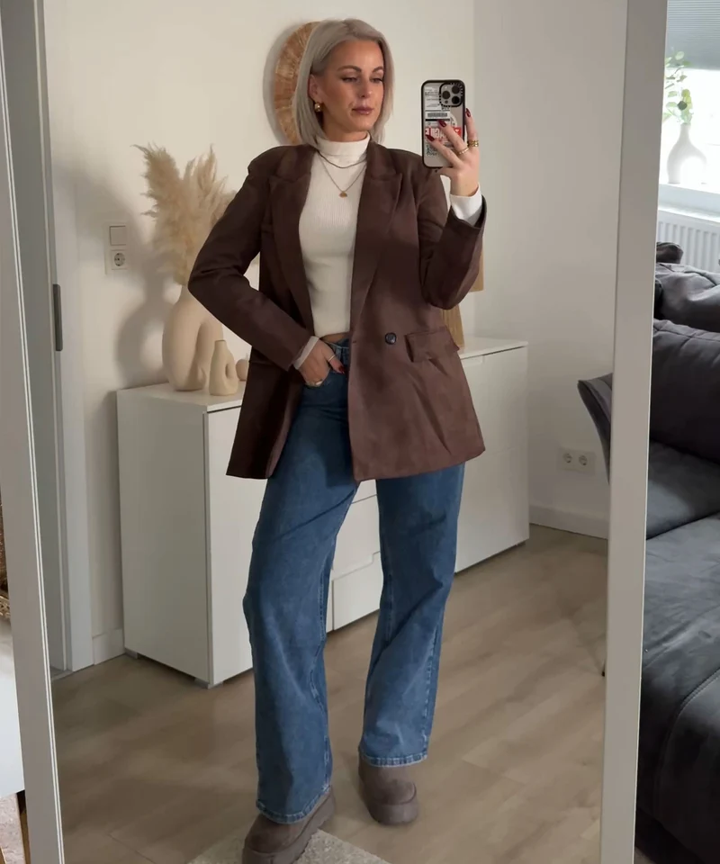 Wildlederoptik Blazer June Braun