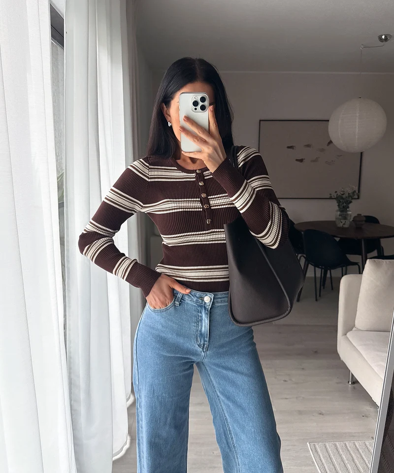 Stretch Mid Waist Wide Leg Jeans Zerra Blau
