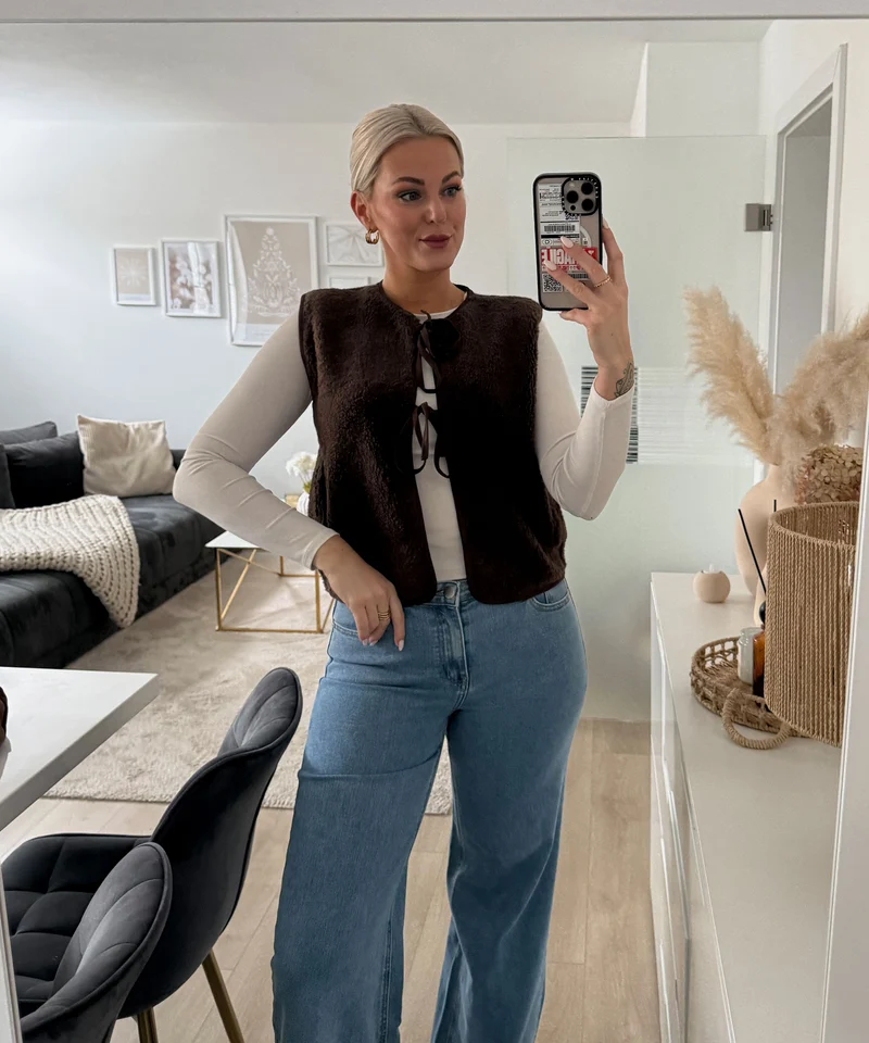 Stretch Mid Waist Wide Leg Jeans Zerra Blau