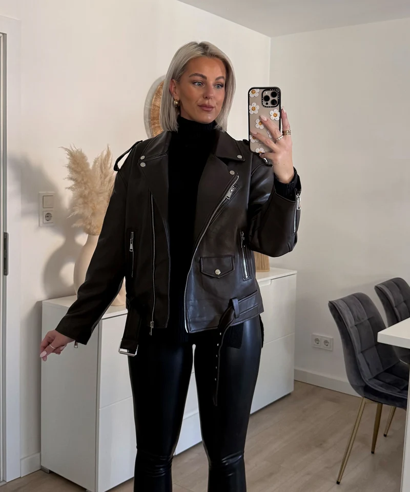 Lederjacke Valea Dunkelbraun