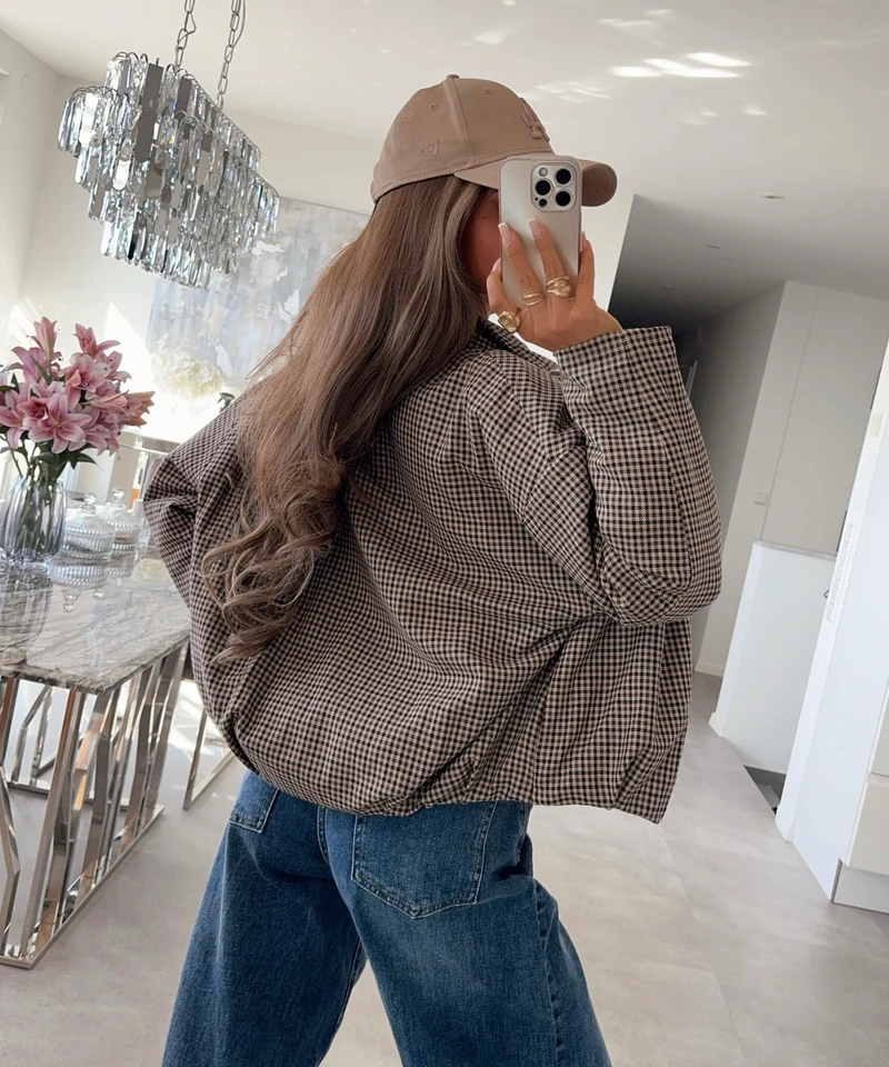 Karojacke Marla Braun Beige