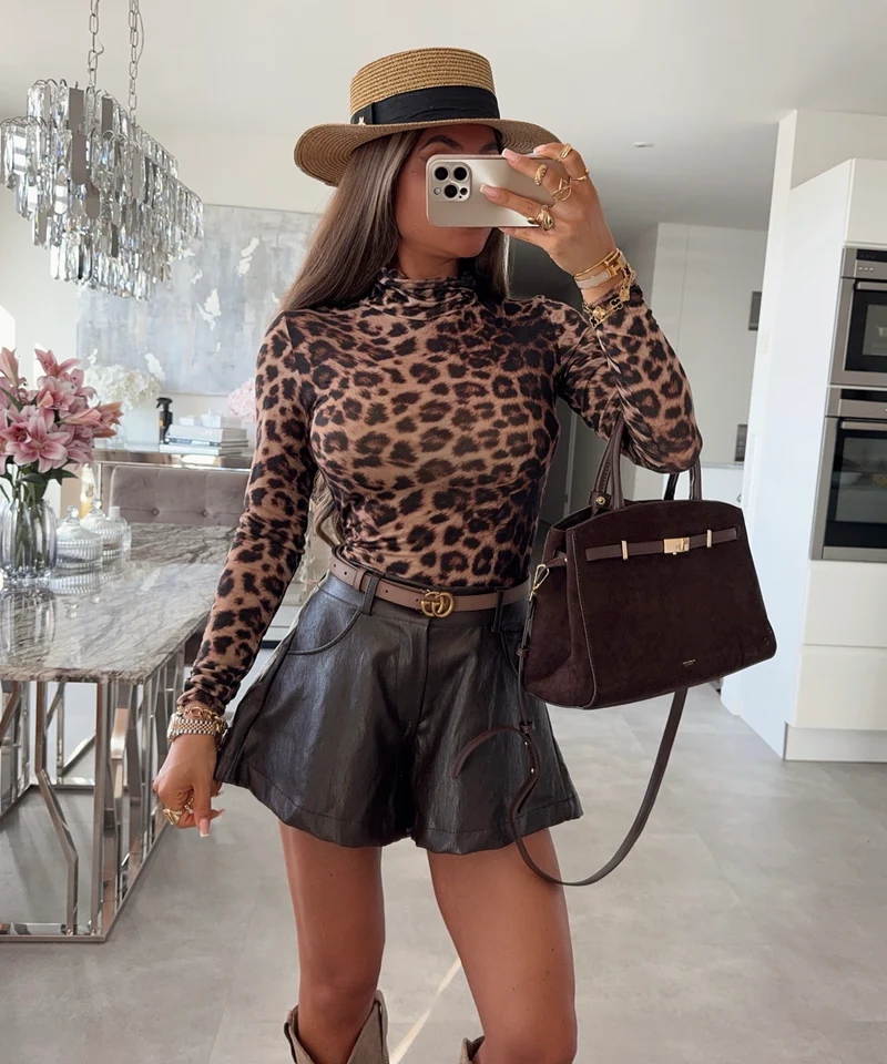 Leder Shorts Hiva Braun