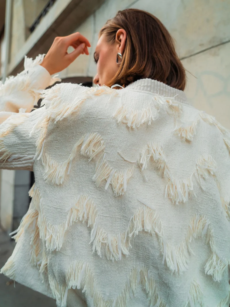 Blouson WAVE - Jacke mit Wellenmuster in Ecru