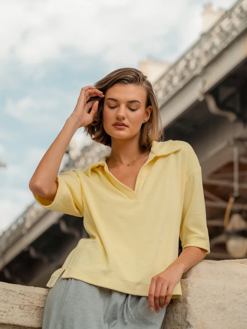 MIA Shirt aus weichem Frottée in soft yellow