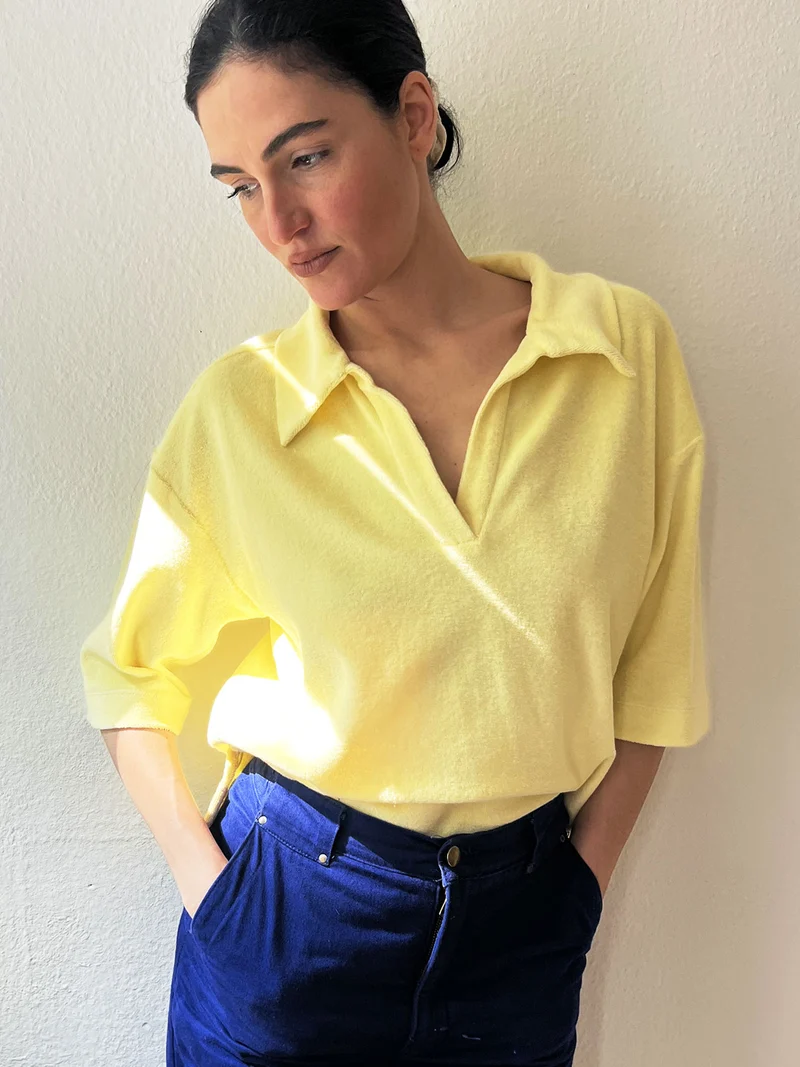 MIA Shirt aus weichem Frottée in soft yellow