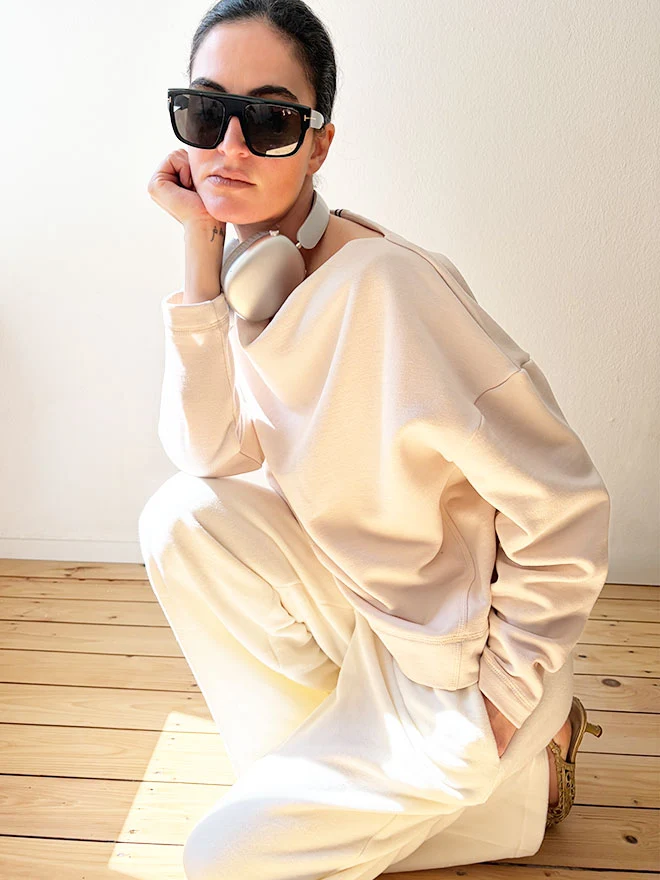 Sweatshirt LUNA aus edlem Kaschmir-Mix in Almond