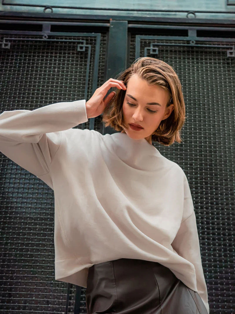 Sweatshirt LUNA aus edlem Kaschmir-Mix in Almond