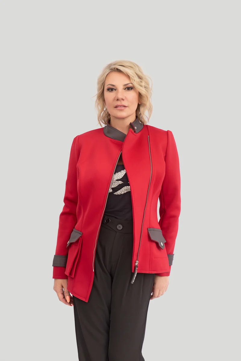 Übergangsjacke A-Linien asymmetrisch - red
