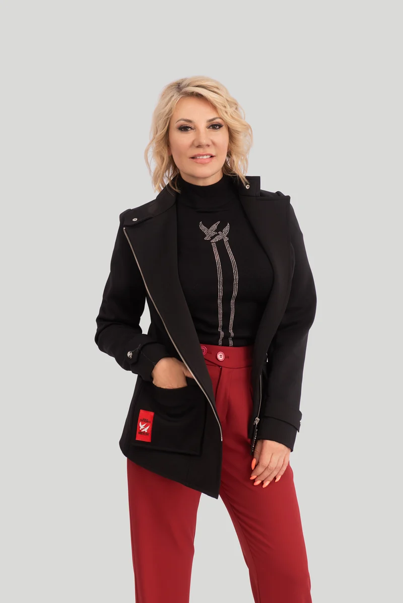 Übergangsjacke A-Linien asymmetrisch - black