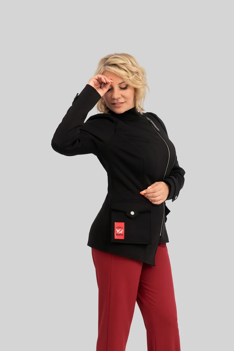 Übergangsjacke A-Linien asymmetrisch - black