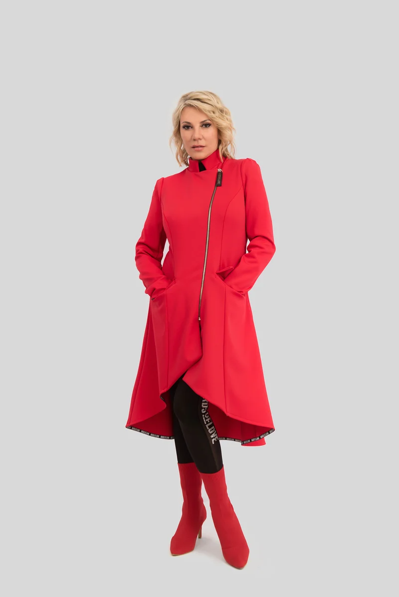 Mantel A-Linien asymmetrisch red