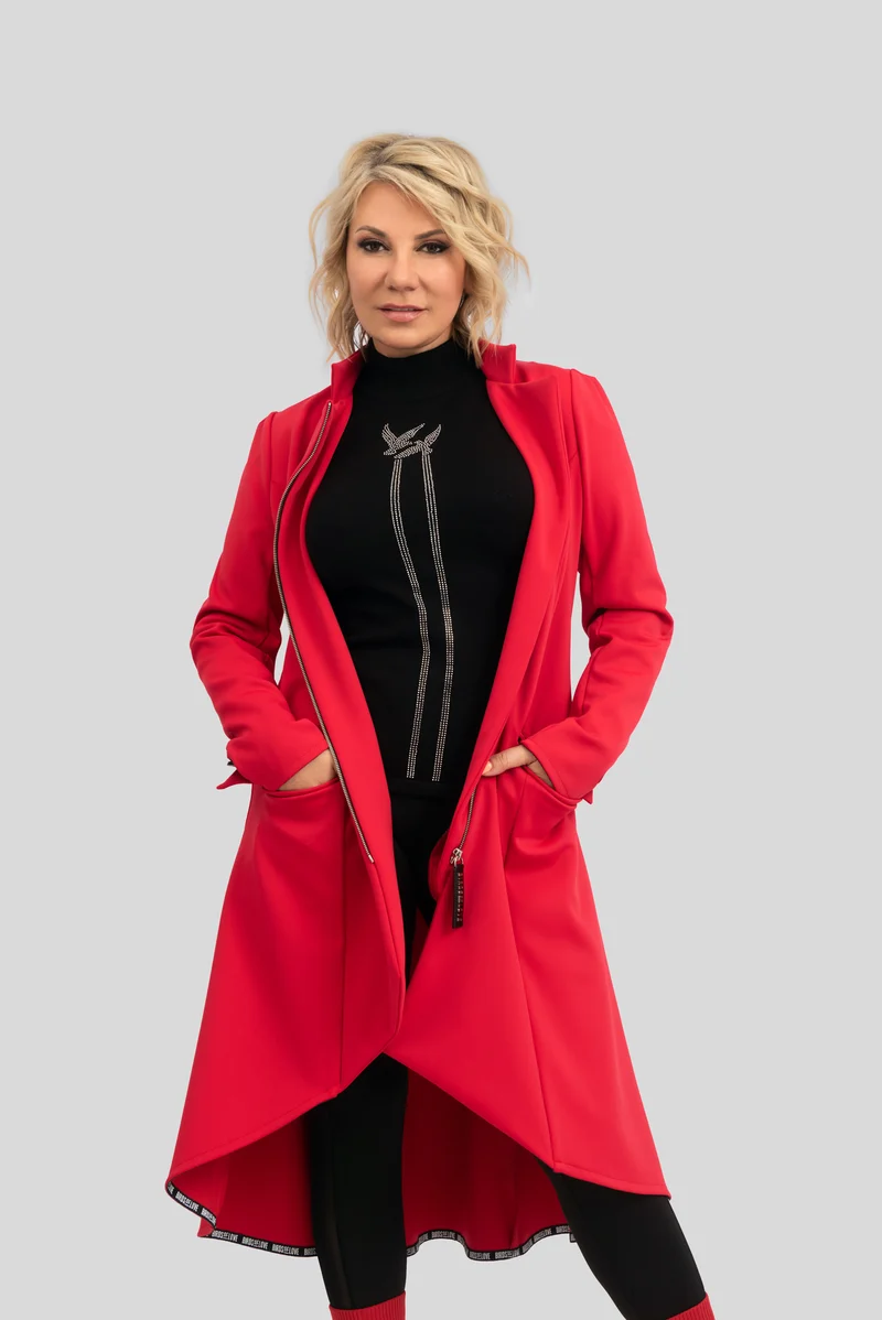 Mantel A-Linien asymmetrisch red