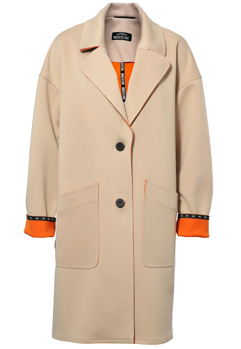 Eleganter Damen-Mantel im Oversized-Schnitt | Rosé mit Kontrastfutter