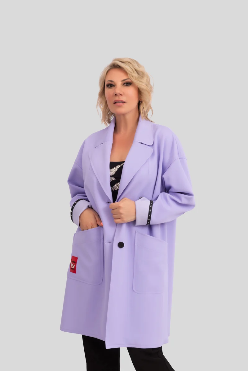 Eleganter Damen-Mantel im Oversized-Stil | Flieder