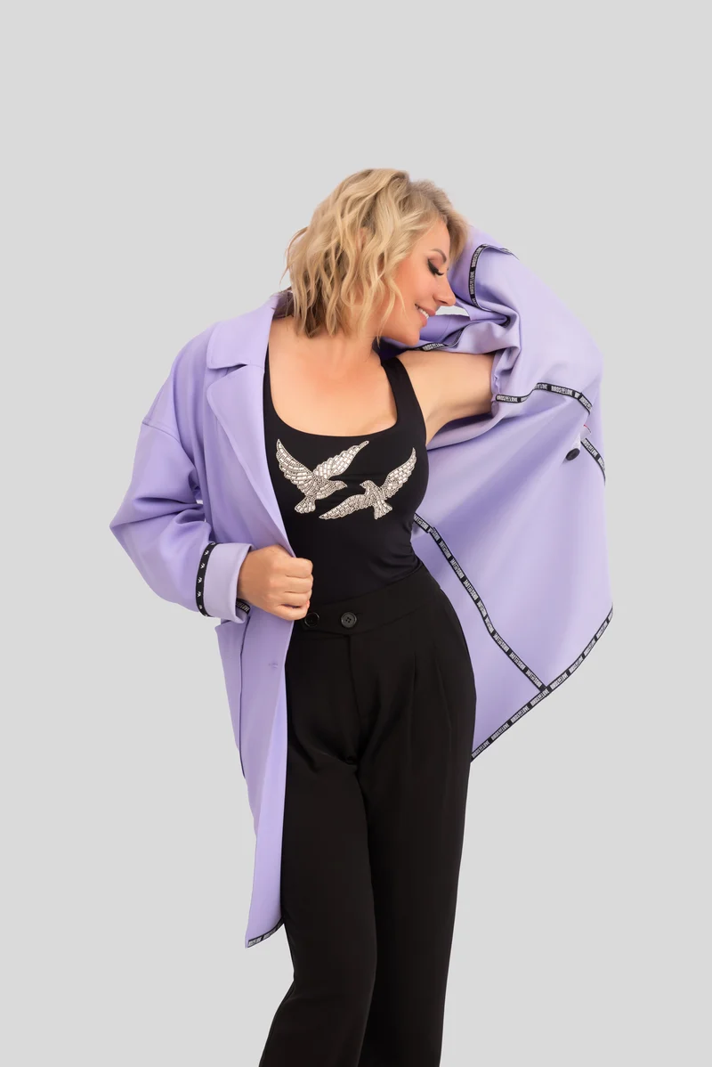 Eleganter Damen-Mantel im Oversized-Stil | Flieder