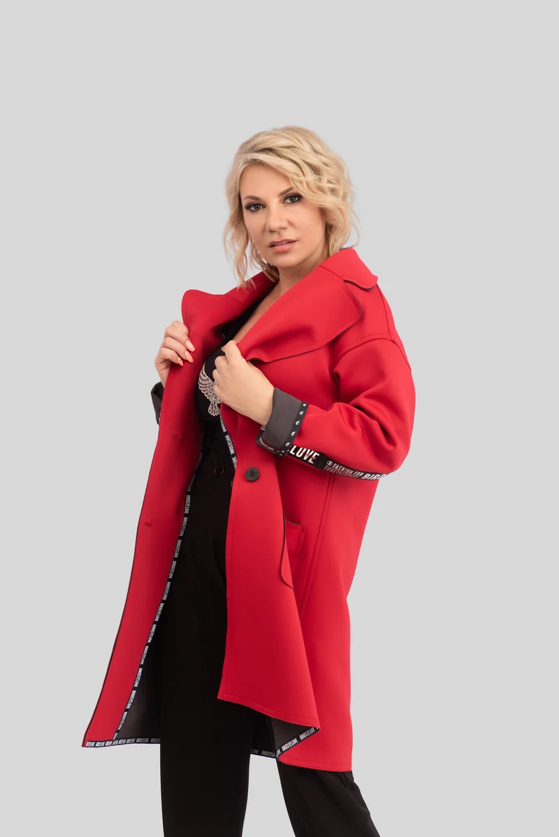 Eleganter Damen-Mantel im Oversized-Schnitt | Weinrot