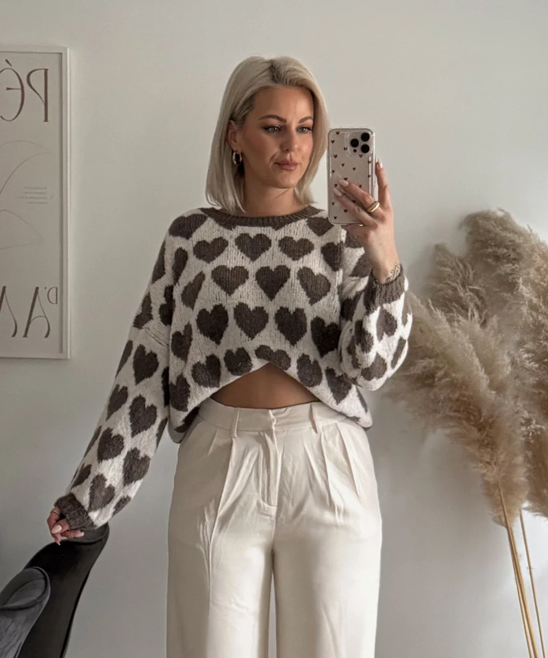 Pullover Mona Herzen Braun