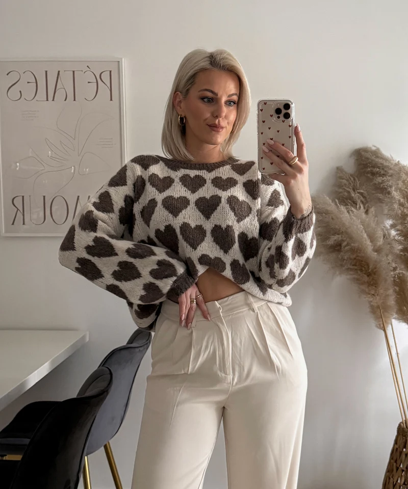 Pullover Mona Herzen Braun