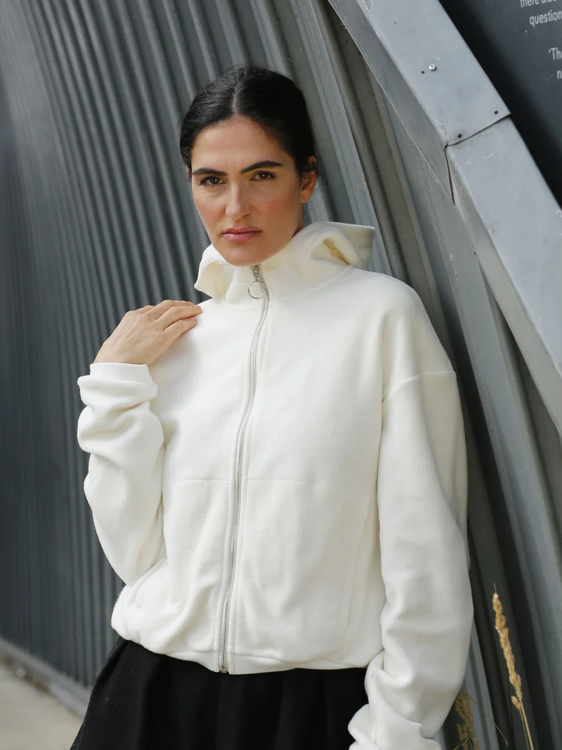 EMBER - weiche Baumwollfleece-Jacke in Off-White