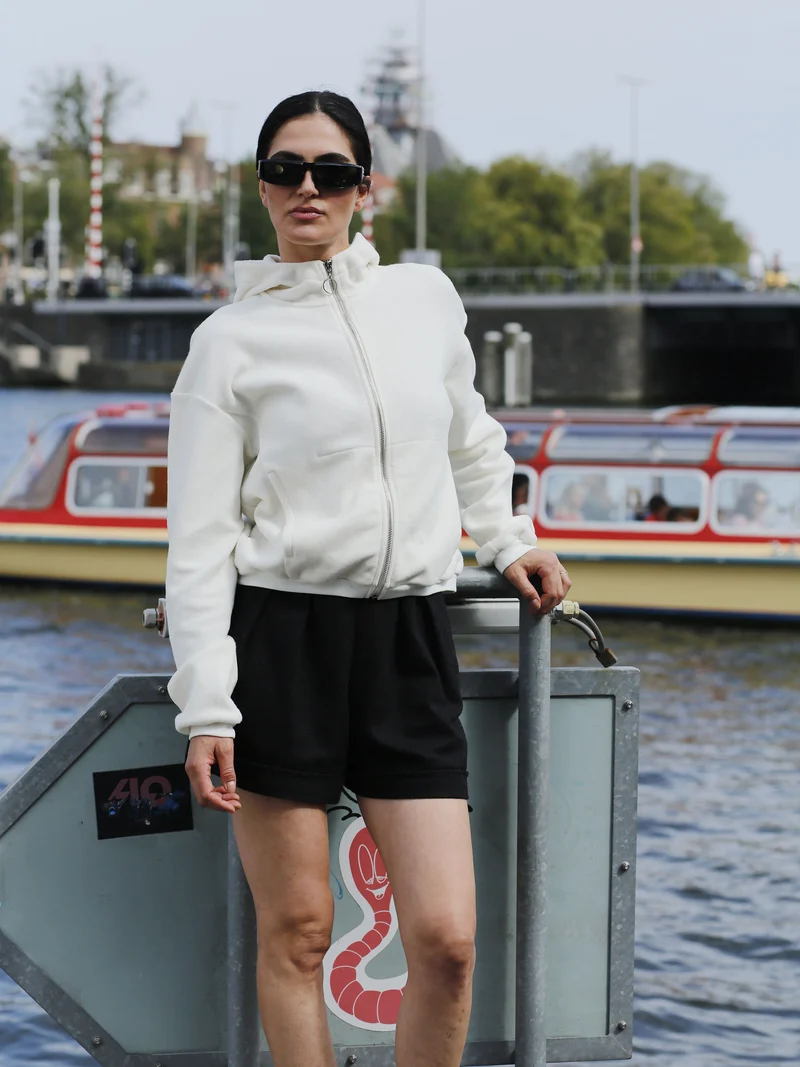 EMBER - weiche Baumwollfleece-Jacke in Off-White
