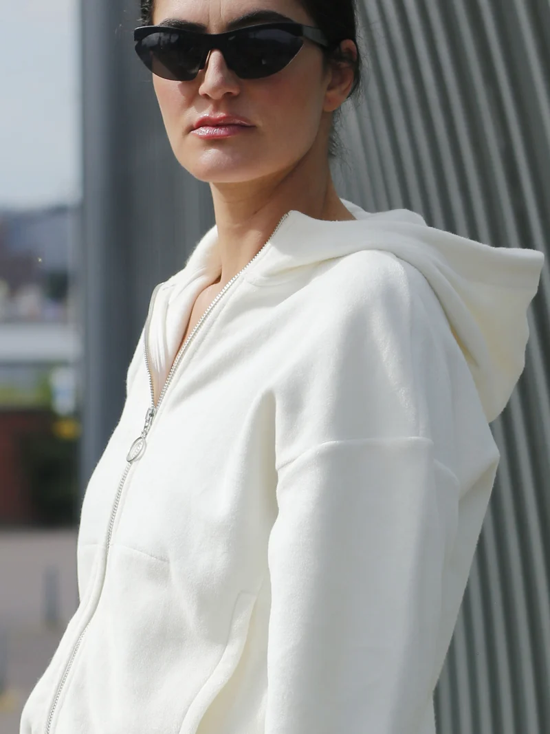 EMBER - weiche Baumwollfleece-Jacke in Off-White