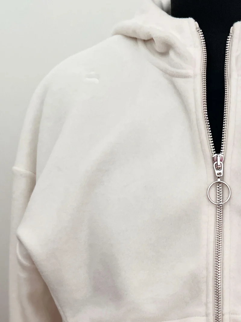 EMBER - weiche Baumwollfleece-Jacke in Off-White