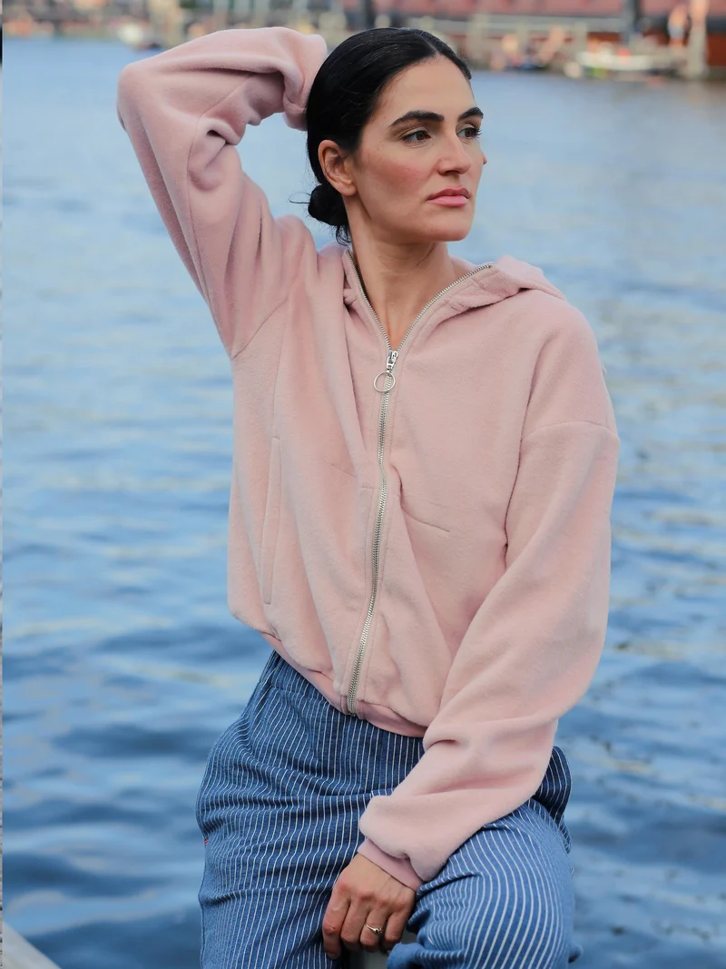 EMBER - weiche Baumwollfleece-Jacke in Dusty Pink