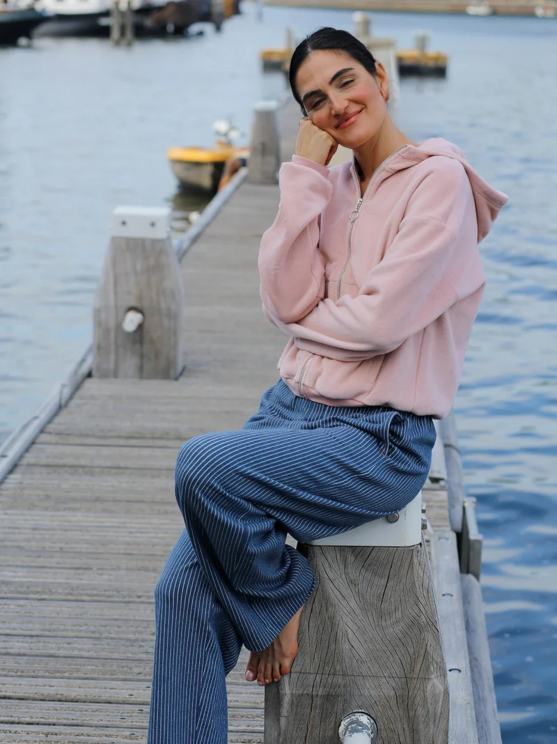 EMBER - weiche Baumwollfleece-Jacke in Dusty Pink