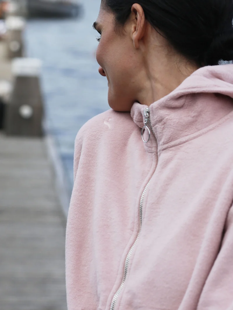 EMBER - weiche Baumwollfleece-Jacke in Dusty Pink