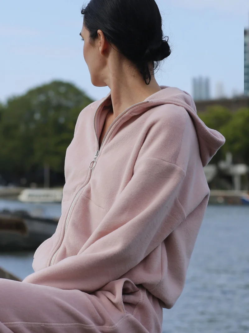 EMBER - weiche Baumwollfleece-Jacke in Dusty Pink